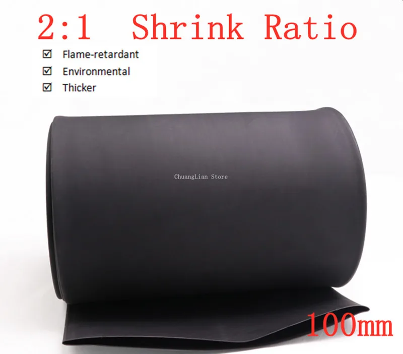 

1M Heat Shrink Tube 100mm Diameter Insulated Polyolefin 2:1 Shrinkage Ratio Wire Wrap Connector Line Repair 600V Cable Sleeve