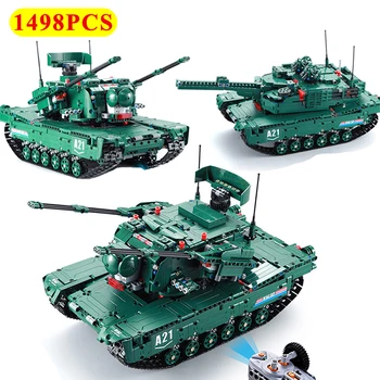 

1498PCS Military Series Building Blocks Remote Control Military Battle 2 in 1 Tank Bricks For Children Best Birthday Gifts