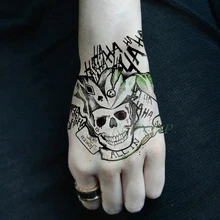 Водостойкая временная татуировка наклейка череп голова кинжалы нож крылья поддельные тату флэш-тату рука ноги татуировки для девушек мужчин женщин