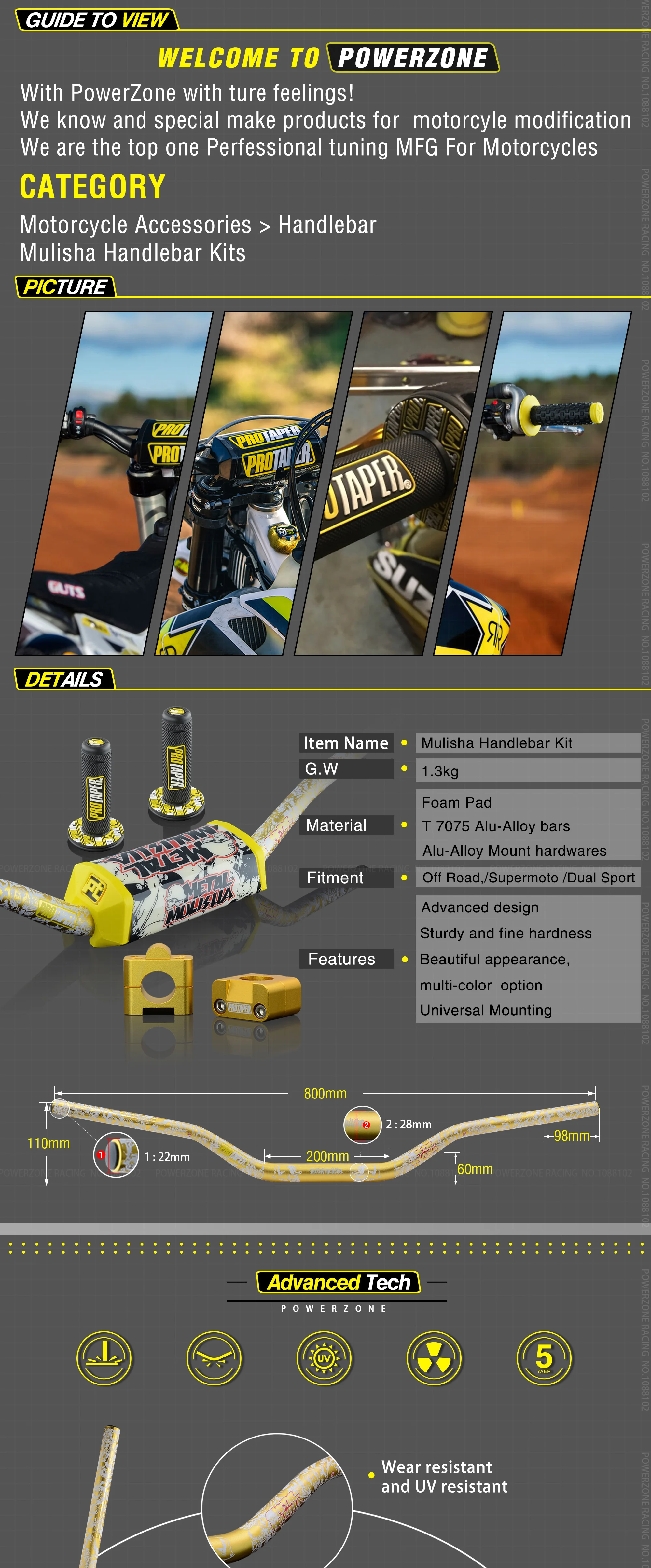 Руль для Pro Taper Pack Bar 1-1/" Классическая дверная ручка барные Колодки Ручки Pit Pro Racing Dirt Pit Bike мотоцикл с адаптер cnc