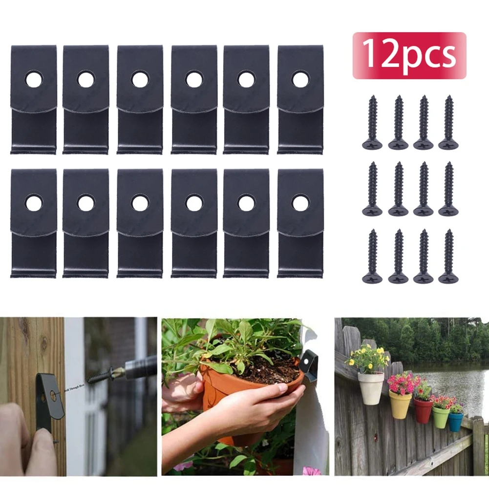 12pcs-Flowers-Shelf-Tray-Wall-Mounted-Clips-Plant-Pot-Hangers-Hook-Hold-5-to-8-Pots.jpg 12Db Virágok Polc Tálca Falra Szerelt Klipek Növényi Edények Horogja Tartsa 5 ” - 8” Edényt - Image 6