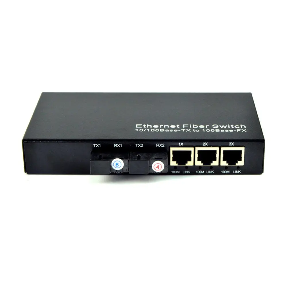 

10/100M Fast Ethernet switch Converter 25KM Ethernet Fiber Optical Media Converter Single Mode 3 RJ45 and 2 SC fiber