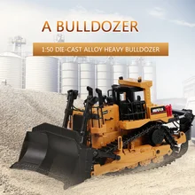 Nova HUINA 1700 1:50 Liga Die-Cast Pesado Caminhão Engenharia Bulldozer Modelo Estático De Rodas Caterpillar Bulldozer Brinquedos Do Miúdo(China)