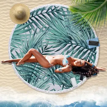 

Fashion Beach towel Large Round Beach Towel with Tassels Picnic Blanket Mat Carpet Yoga Mat Multi-purpose good quality