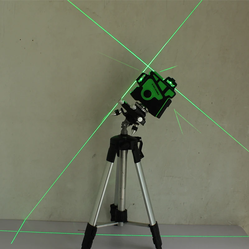 Сильный 3D 12 зеленых линий лазерный уровень толстый 360 горизонтальный и