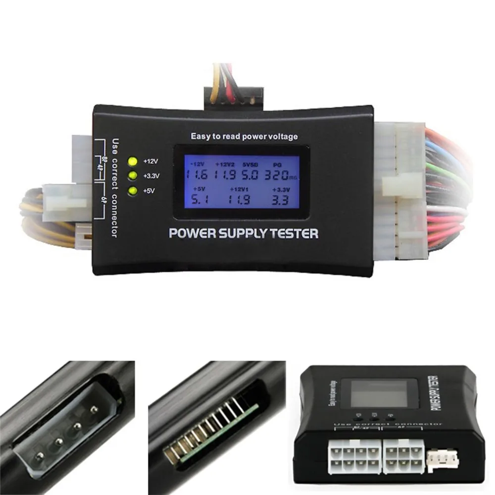 Компьютерный ПК Тестер питания Checker 20/24 pin SATA HDD ATX BTX метр lcd горячая Распродажа Прямая поставка