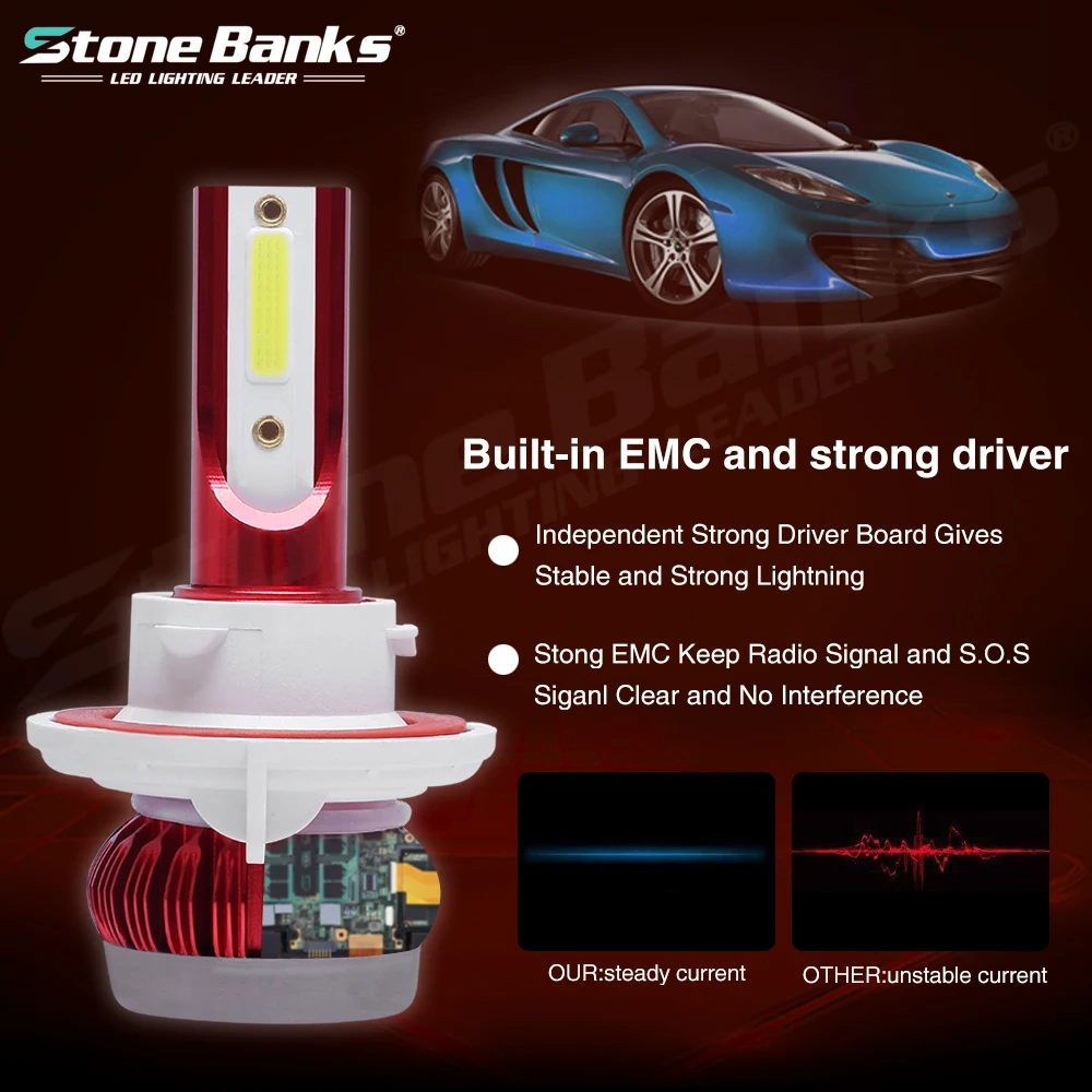 Stone Banks 2 стороны COB 20000 люмен 9008 H13 Hi/короче спереди и длиннее сзади) фары дальнего и ближнего света светодиодный фары лампы 80 Вт супер светодиодный турбо противотуманных фар для Авто 3000K 6000K 812V 24V
