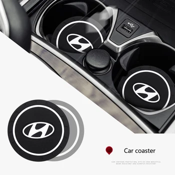 

2pcs Car Coaster Silicone Epoxy Coaster Car Decoration For HYUNDAI Sonata Elantra Tucson Creta I30 Ix35 I40 IX20 Car Styling