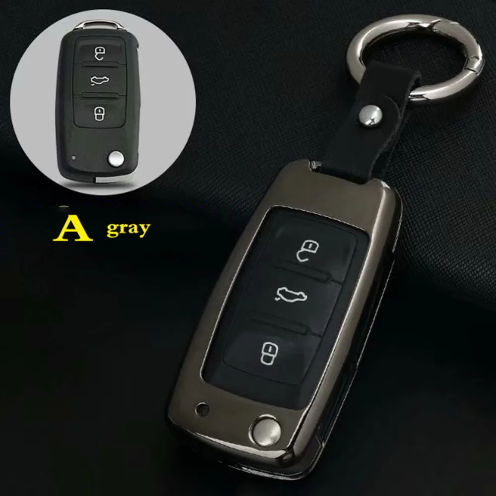 Чехол для ключа автомобиля для VW polo Passat CC Tiguan Jetta MK5 MK6 Golf 6 7 Touareg, sharan Scirocco EOS Sagitar Lang Yi Bora Lingdu - Название цвета: A gray