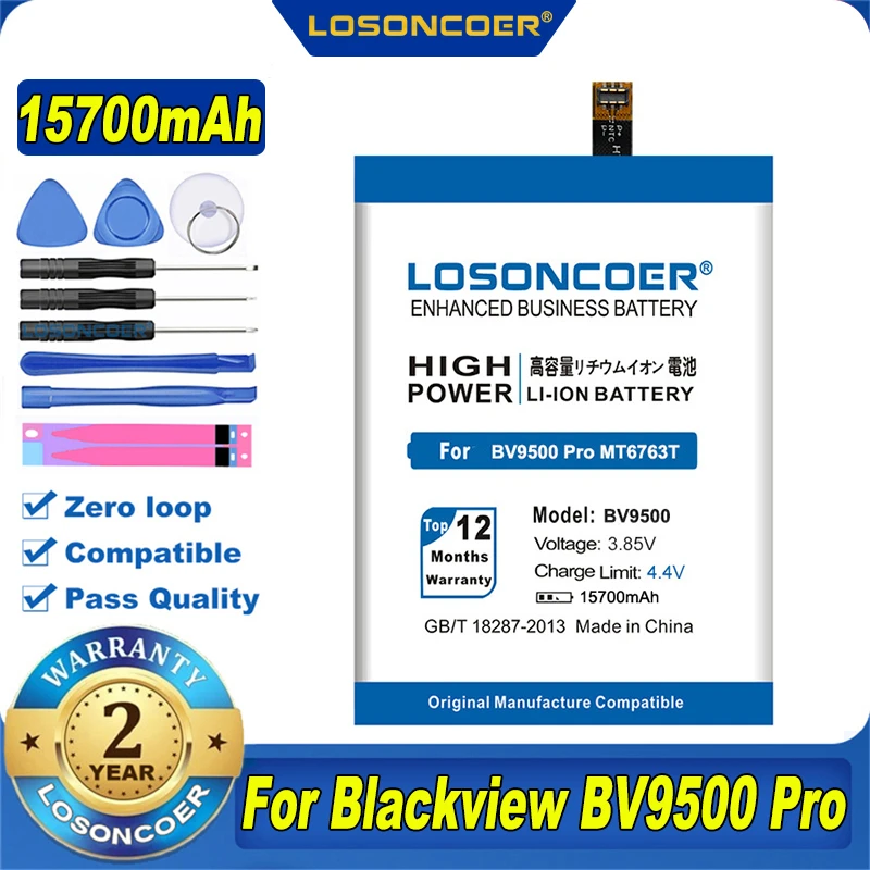 100% Original LOSONCOER BV9500 15700mAh Battery For Blackview Pro Plus MT6763T 536380 | Мобильные телефоны и аксессуары