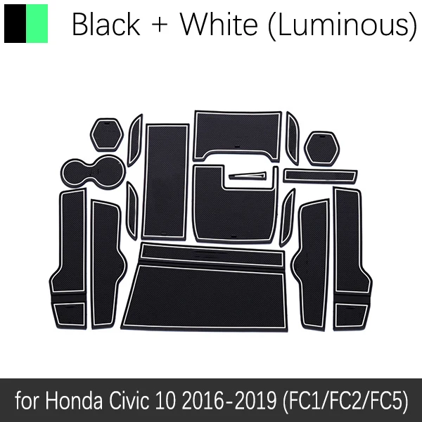 Противоскользящие резиновые чашки подушки двери паз коврик для Honda Civic 10~ 10th Gen 10 FC FC1 FC2 FC5 аксессуары коврик для телефона - Название цвета: White Luminous