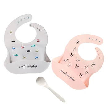 

Baby Bibs Adjustable Waterproof Silicone Feeding Breastplate Baby Bib Cute Cartoon Animal Baby Feeding Burp Cloth Drooling Scarf