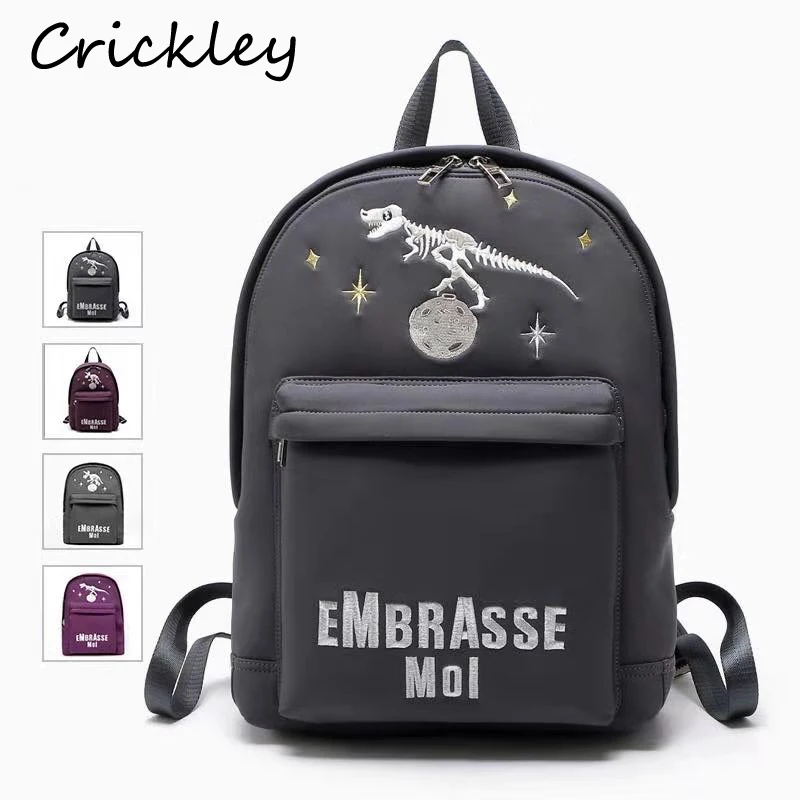 

Cartoon Dinosaur Boys Girls Backpacks Embroidery Pattern Kids School Bag Zipper Waterproof Toddler Children Backpack 3 Size