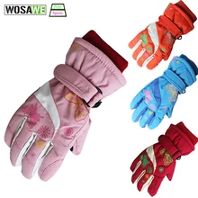 Детские зимние теплые лыжные перчатки для мальчиков и девочек, спортивные водонепроницаемые ветрозащитные регулируемые лыжные перчатки для катания на лыжах и сноуборде