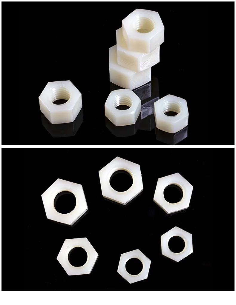 PA66 plastic пластиковая нейлоновая шестиугольная гайка