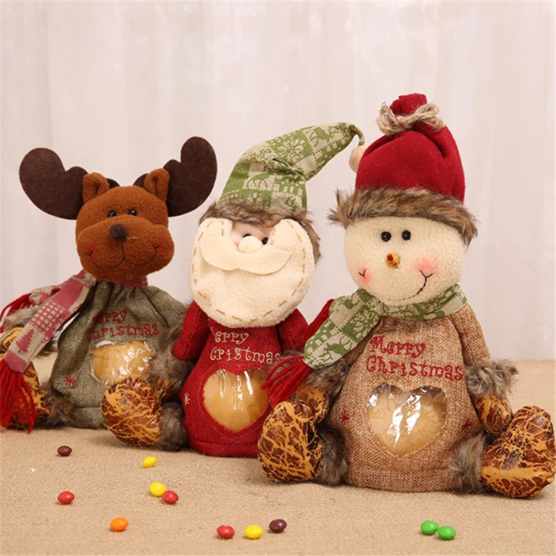 Рождественское украшение Санта Клаус снеговик шерстяной мешок для конфет