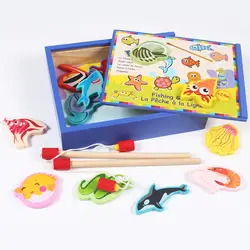 Детские рыболовные игрушки, костюм из дерева, магнитный, для малышей 1-2-3 лет, для детей, для девочек и мальчиков