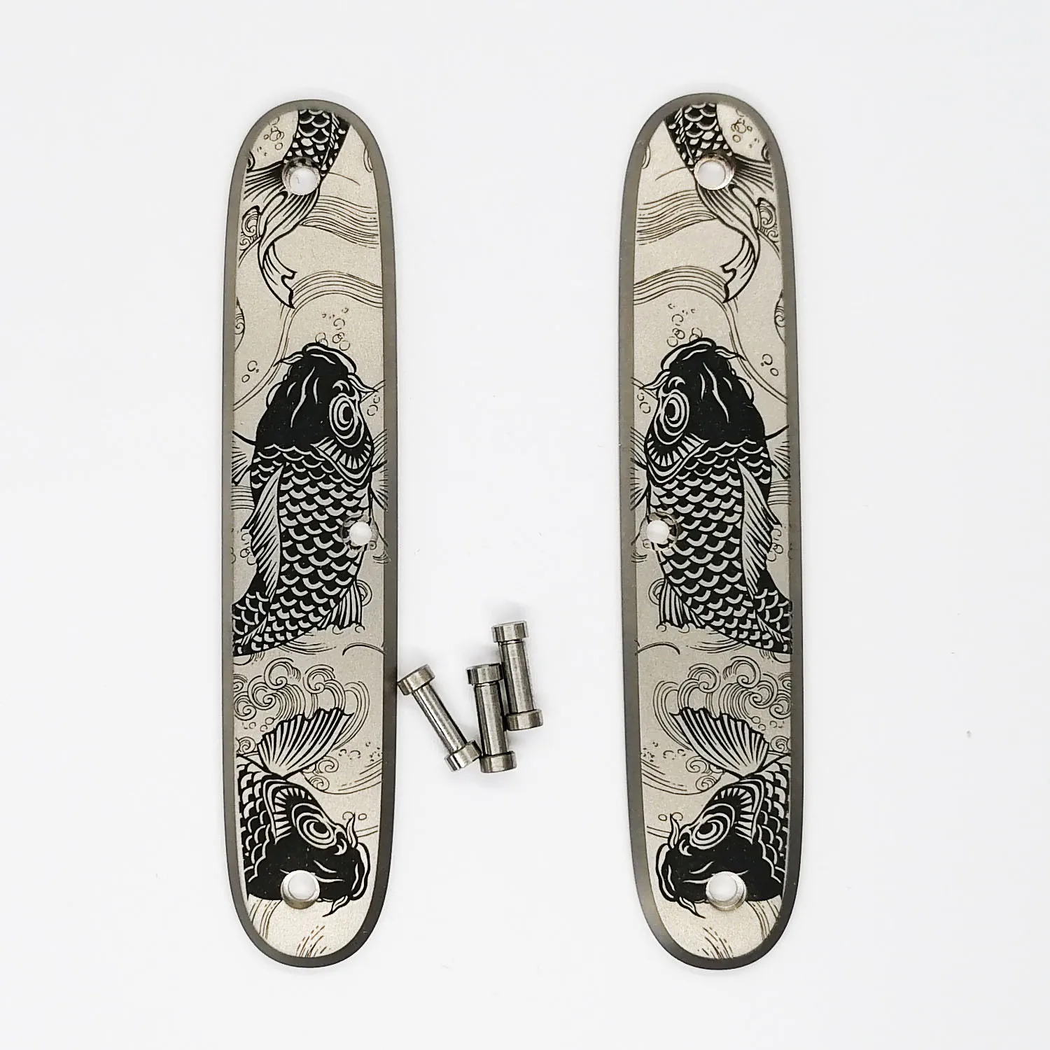 

1 Pair Custom Made Koi Fish Titanium Alloy Scales for 93mm Victorinox Swiss Army Knife 2 Layer