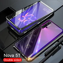 360 двухсторонний стеклянный чехол для huawei Nova 5T чехол с магнитным металлическим бампером задняя крышка для huawei Nova5T Honor 20 Pro чехол s