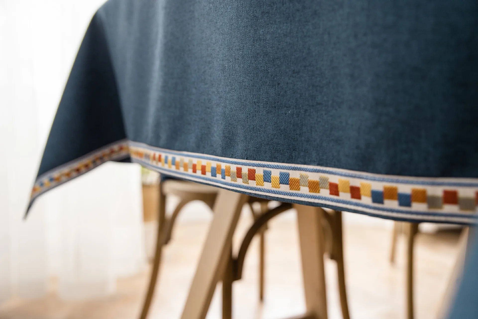 Solid color American style tablecloth waterproof cloth table cloth embroidered household tablecloth thick imitation cotton