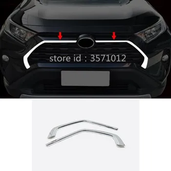 

For Toyota RAV4 2019 2020 Car Body Styling ABS Chrome Trim Front Grid Grill Grille Racing Panel Lamp Frame Stick Part 2pcs