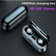 Upgrade Wireless Earphone Bluetooth 5 0 F9 TWS Wireless Bluetooth Headphone LED Display With 2000mAh Power Bank Headset With Mic