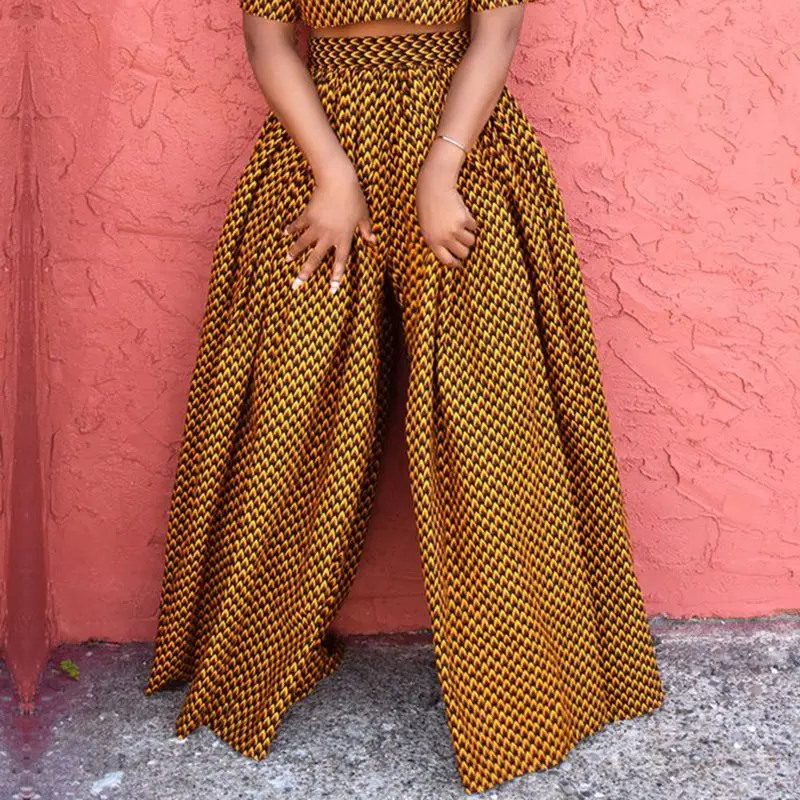 

Color Blocks Casual Pants Women African Style Female Loose Long Trousers Wide Legs Summer Autumn Ladies Fashion Streetwears