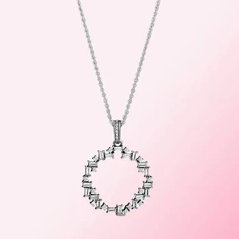 

2019 100% 925 Sterling Silver Classic Ice Cube Circle Pendant Necklace Women Charm Fashion Personality Jewelry Free Shipping