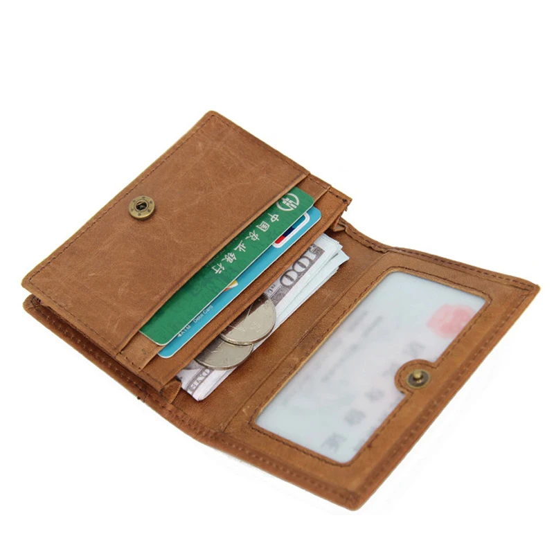 

Rfid Blocking Mini Wallet Men Genuine Leather Small Wallet Vintage Hasp Name Card Holder Short Handy Change Purse Unisex Purse