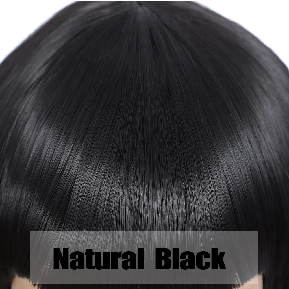 Alororo Short Synthetic Straight Bob Wig for Women High Temperature Fibre Daily Available Natural Black Cosplay Wig