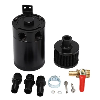 

Universal Aluminum 3-Port Oil Catch Can Tank with Breather Filter Engine Mini Oil Separator OCC042