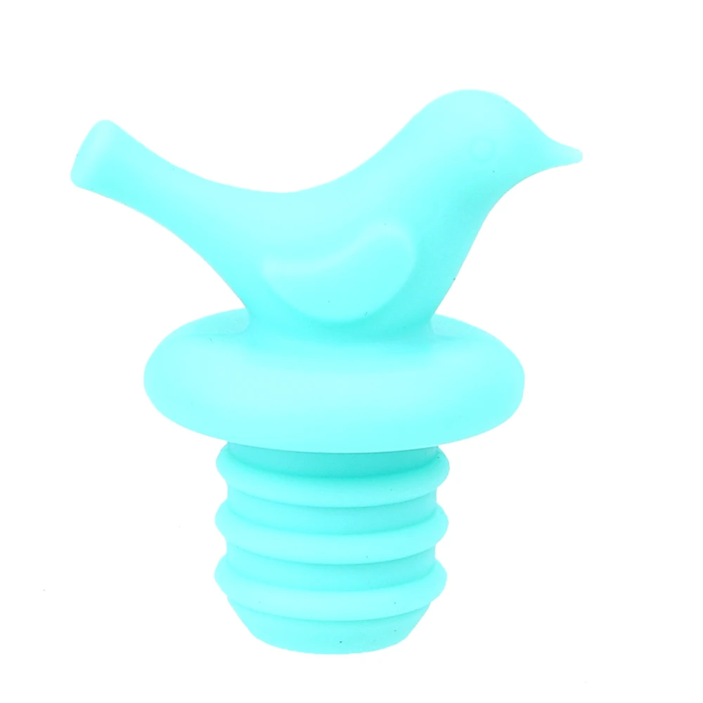 Синий 5pcs Silicone Wine Bottle Stopper Cute Cartoon Bird Shaped Silicone Bottle Cork - Цвет: Синий