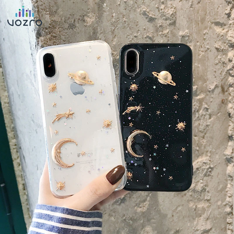 

Luxury Fashion Glitter Cute Space Planet Phone Case For IPhone 6 6S 7 8 Plus X XR XS MAX Original LOGO Protection Back Cover