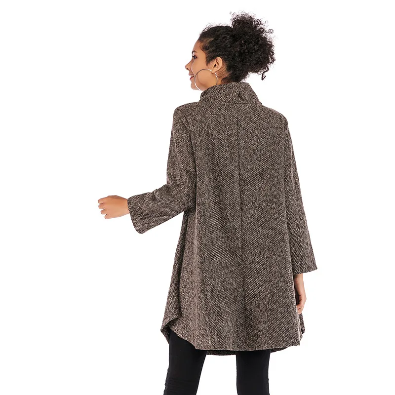 Large size women's coat long sleeve high collar loose knit sweater women's autumn and winter fashion long pullover turtleneck