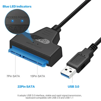 

Storage Device 5 Gbps USB 3.0 To 2.5 SATA Hard Drive Laptops Adapter Cable UASP Converter Accessories 15 Pin SSD Desktops
