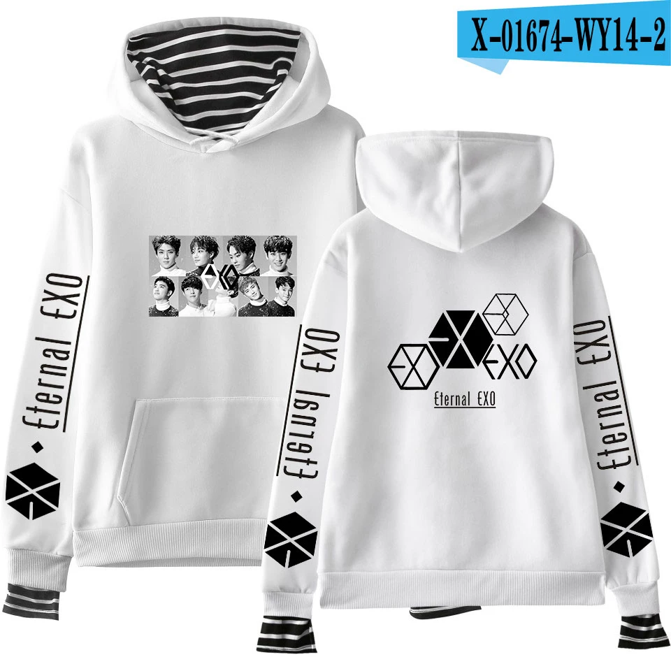 EXO Ablum/Новое поступление, женские худи с надписью, Толстовка Harajuku, толстовки с круглым вырезом, цветные топы - Цвет: White