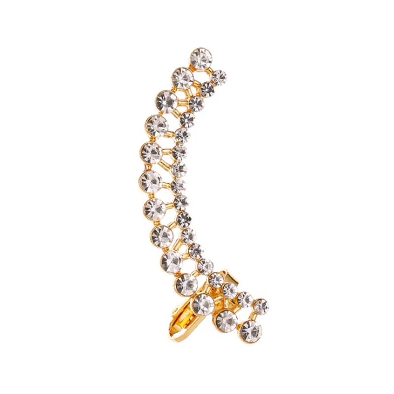 Crystal-gold Стимпанк цветок Звезда обертывание клип серьги не пирсинг ухо манжеты Серьги для женщин Резные Бабочка Кристалл спиральный для хряща Brincos - Окраска металла: Crystal-gold