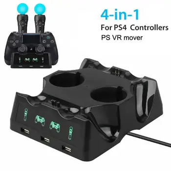 

4 in 1 PS4 Controller Charging Dock Station Stand for Playstation PS4 PSVR VR Move Quad Charger for PlayStation MOVE Controller