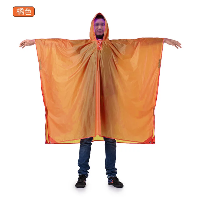 Orange Three-in-One Multi-functional Outdoor Ultra-Light Raincoat Poncho Do Mat Pergola Rain Cover size fit for 155-185cm tall people - Colour: Orange