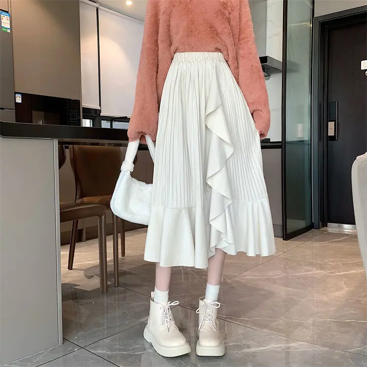 Ruffles Skirts Free Shipping Women Pleated Soft Tender Female High Waist Autumn Newest Clothes Students Daily Faldas Skirt tutu skirt