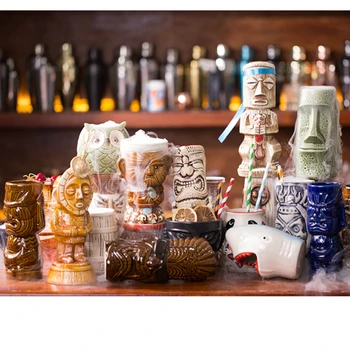 

Bar Restaurant Soul Originality Hawaii Cocktail Wine Glass Personality Beer Wine Cup Human Skeleton Cup Totems Tiki Ceramics Cup