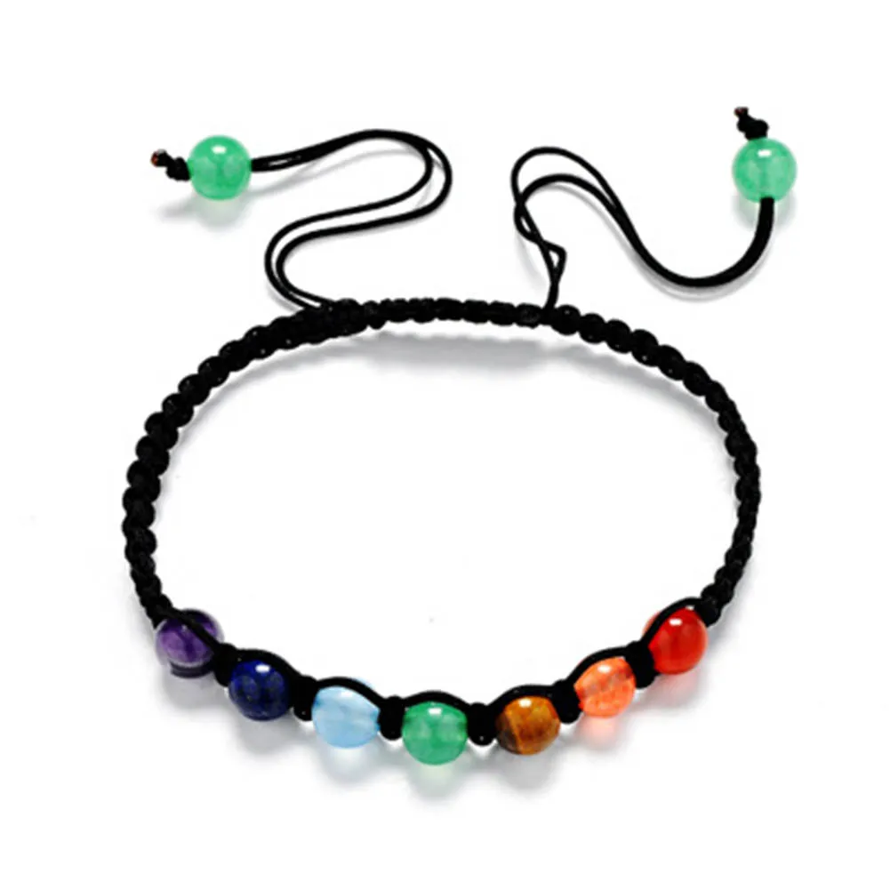 

DIY 7 Colorful Natural Stone Beads Crystal Chakra Bracelet For Women Braided Rope Bracelets Reiki Spiritual Yoga Jewelry