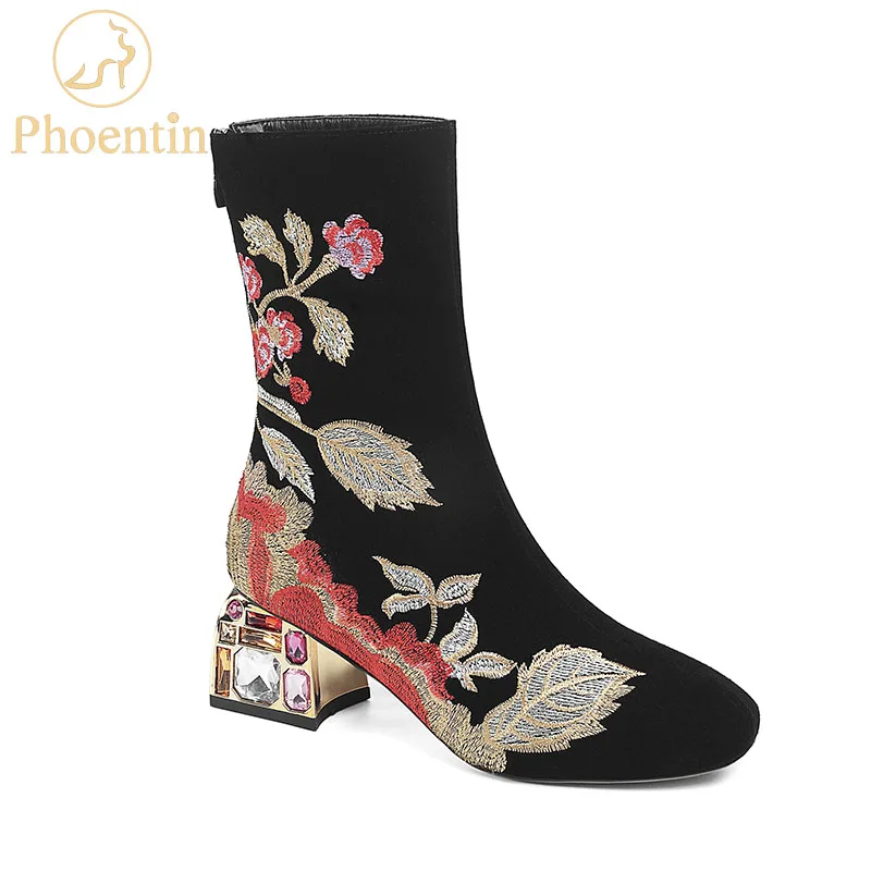 bottines brodées fleurs