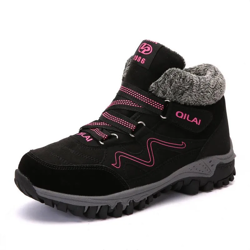 

2019 New Suede Leather Women Snow Boots Winter causal Warm Plush Women's boots Waterproof Ankle Boots Flat shoes Plus size 35-42
