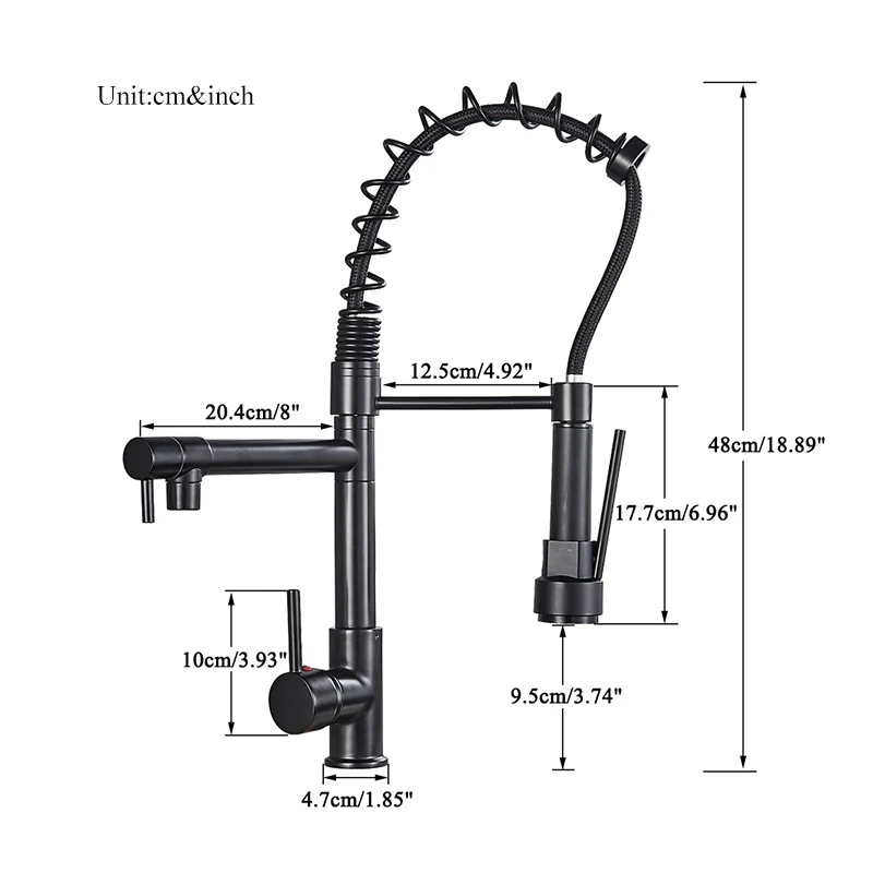 Kitchen Faucets Spring Pull out Side Sprayer Dual Spout
