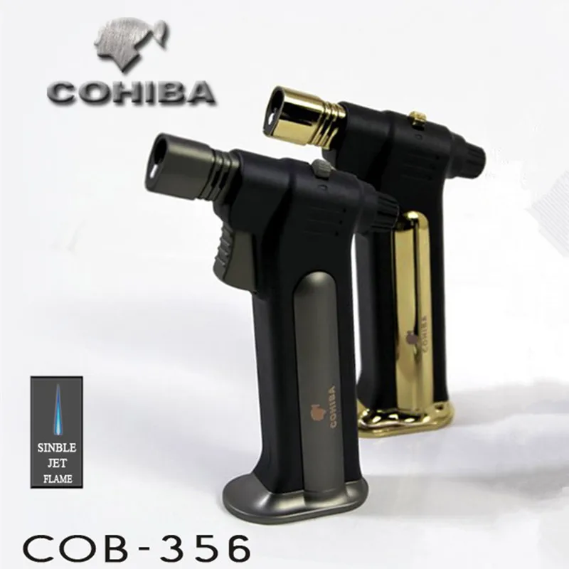 COHIBA зажигалка с дозаправкой ветрозащитная одноструйная зажигалка зажигалки титановые металлические Сварочные Аксессуары для сигар COB-356