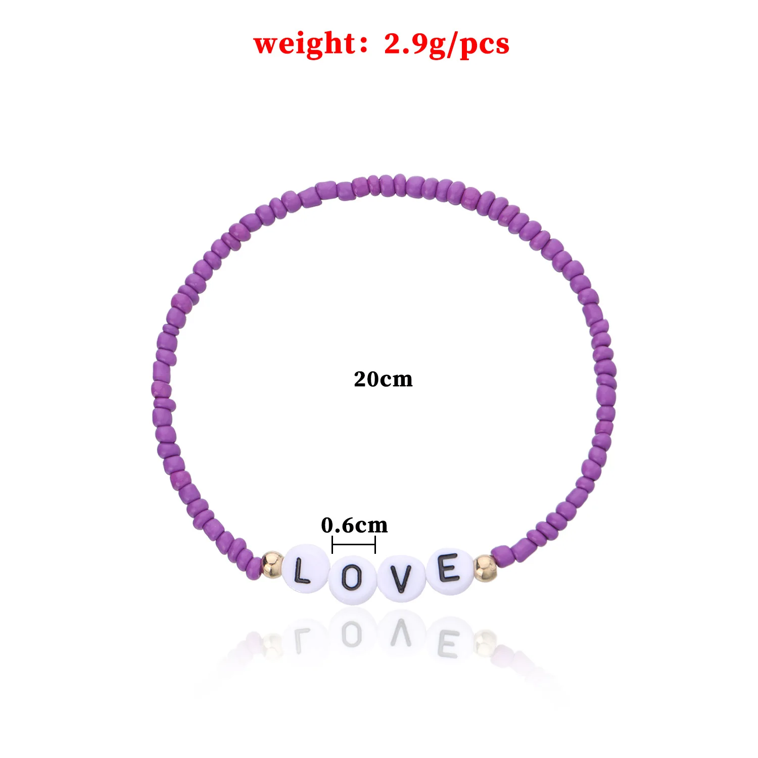 Initial Bracelet | Seed Bead Purple / Solid