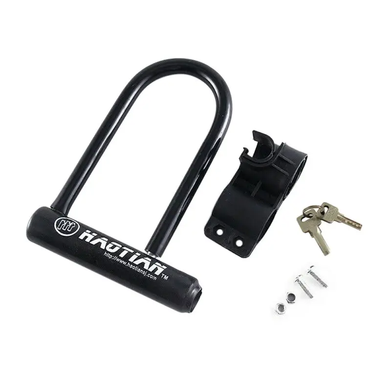 Black Высокое качество горный велосипед U-lock аппаратный инструмент мотоциклетный замок с кронштейном для езды Противоугонная защита Locke c - Цвет: Black