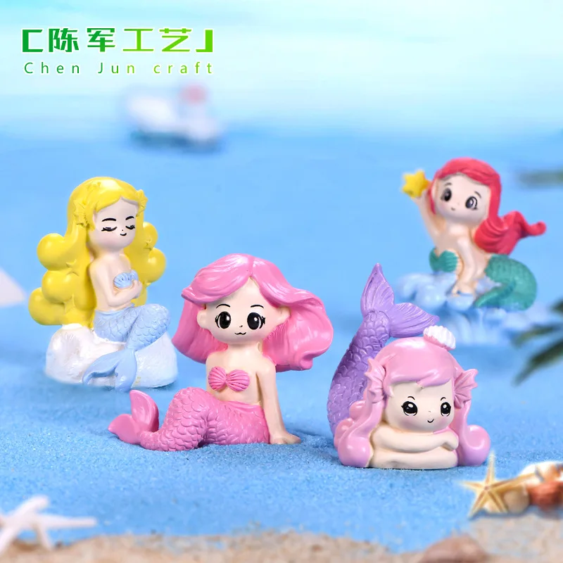 

Fairy Garden Miniatures Cute Mini Mermaid Figurines Resin Craft Aquarium Decoration Fish Tank Accessories Fairy House Modern Toy