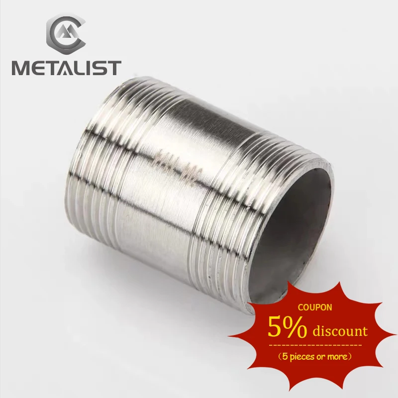 Металлист BSP DN6-DN65 SS304 нержавеющая сталь Saitary Мужской x мужской резьбовой Соединительный соединитель трубы фитинги